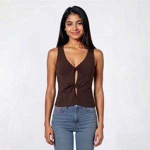 Juniors No Comment Front Twist Tank Top w/ Mold Cup